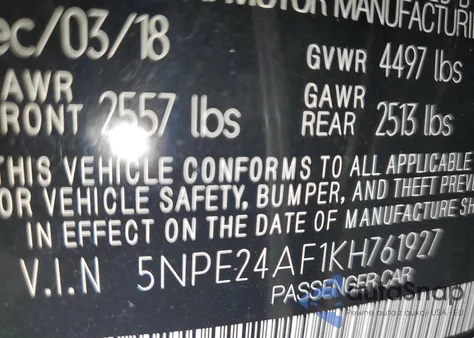 2019 Hyundai Sonata Se из США, поврежденный, VIN 5NPE24AF1KH761927